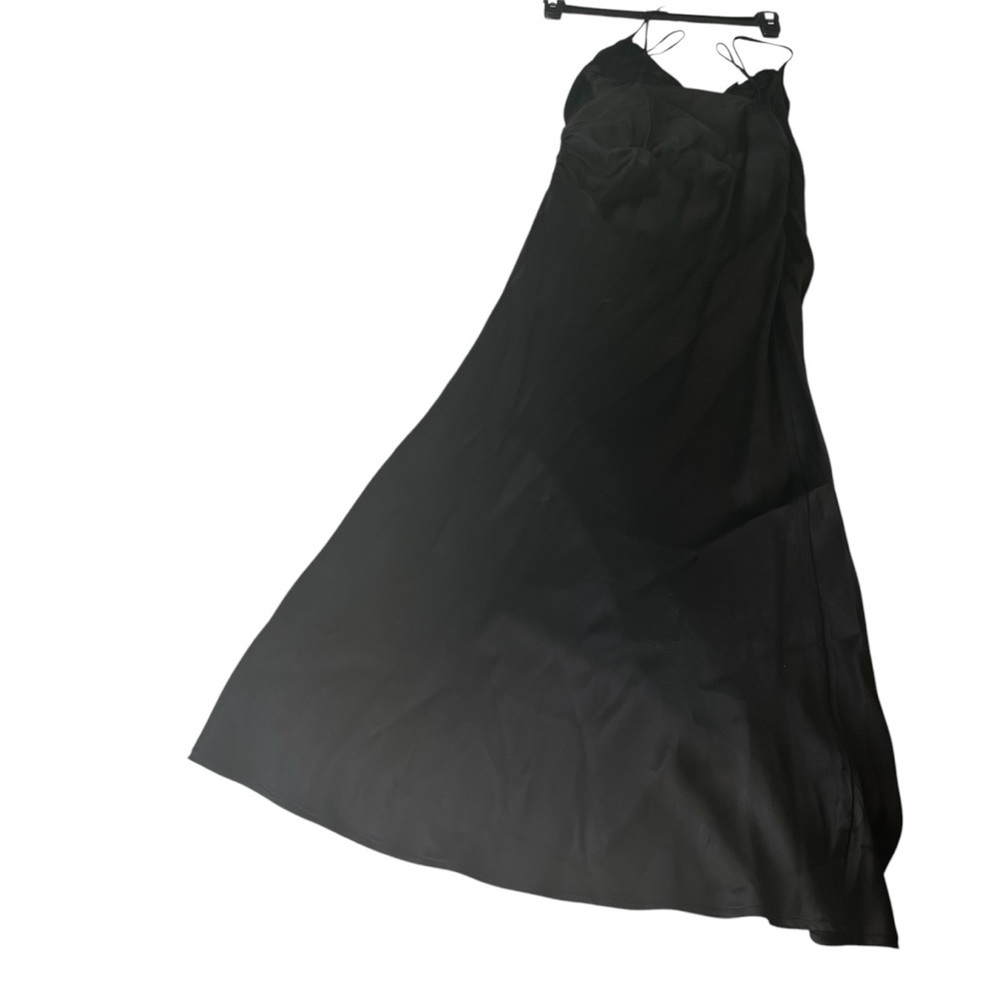 ZARA Black Cocktail Dress/Satin Slip dress / Size: US Small / High Side Slit/ - Picture 4 of 4